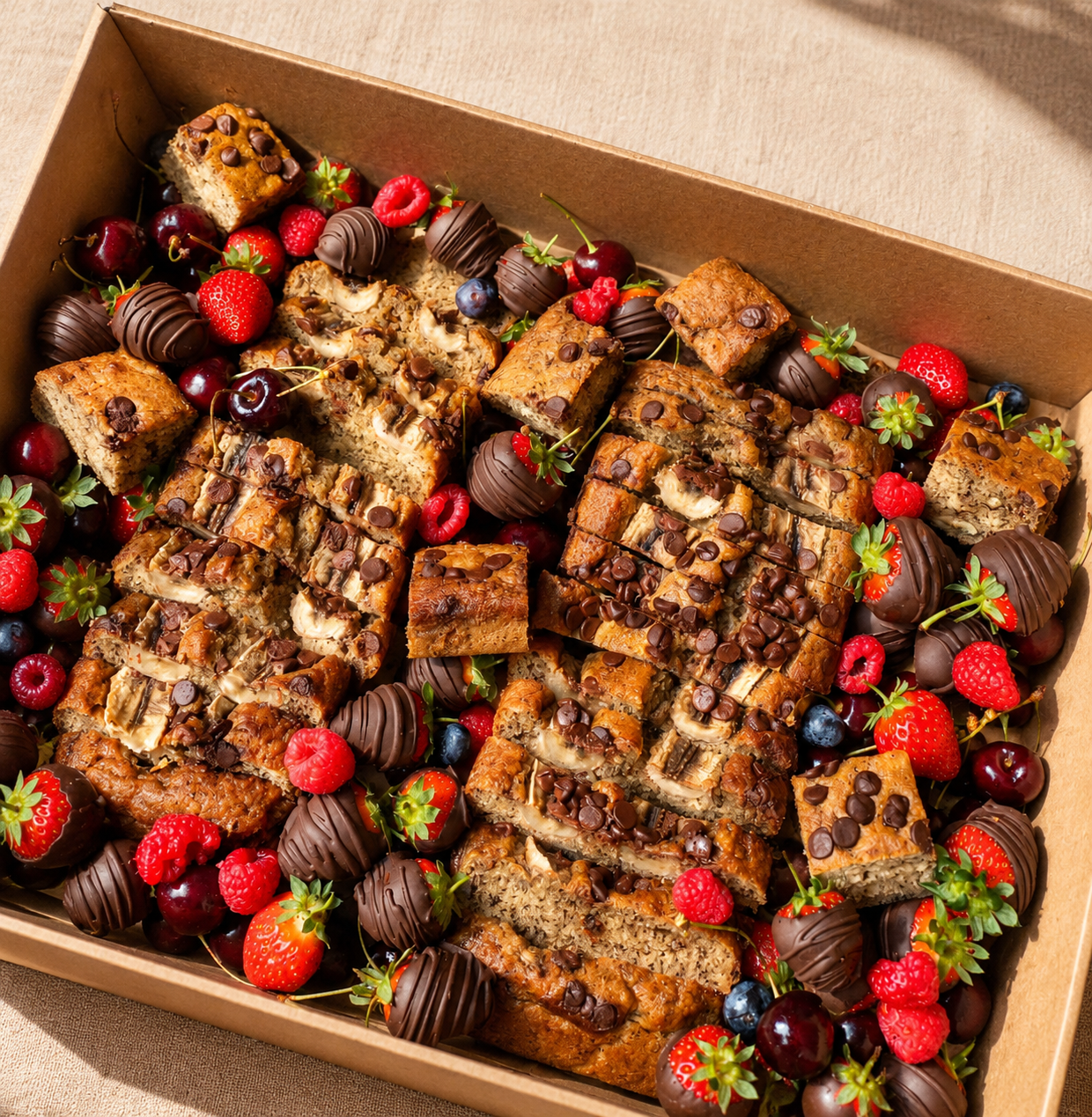Chocolate Banana Cake & Belgium Chocolate Strawberries