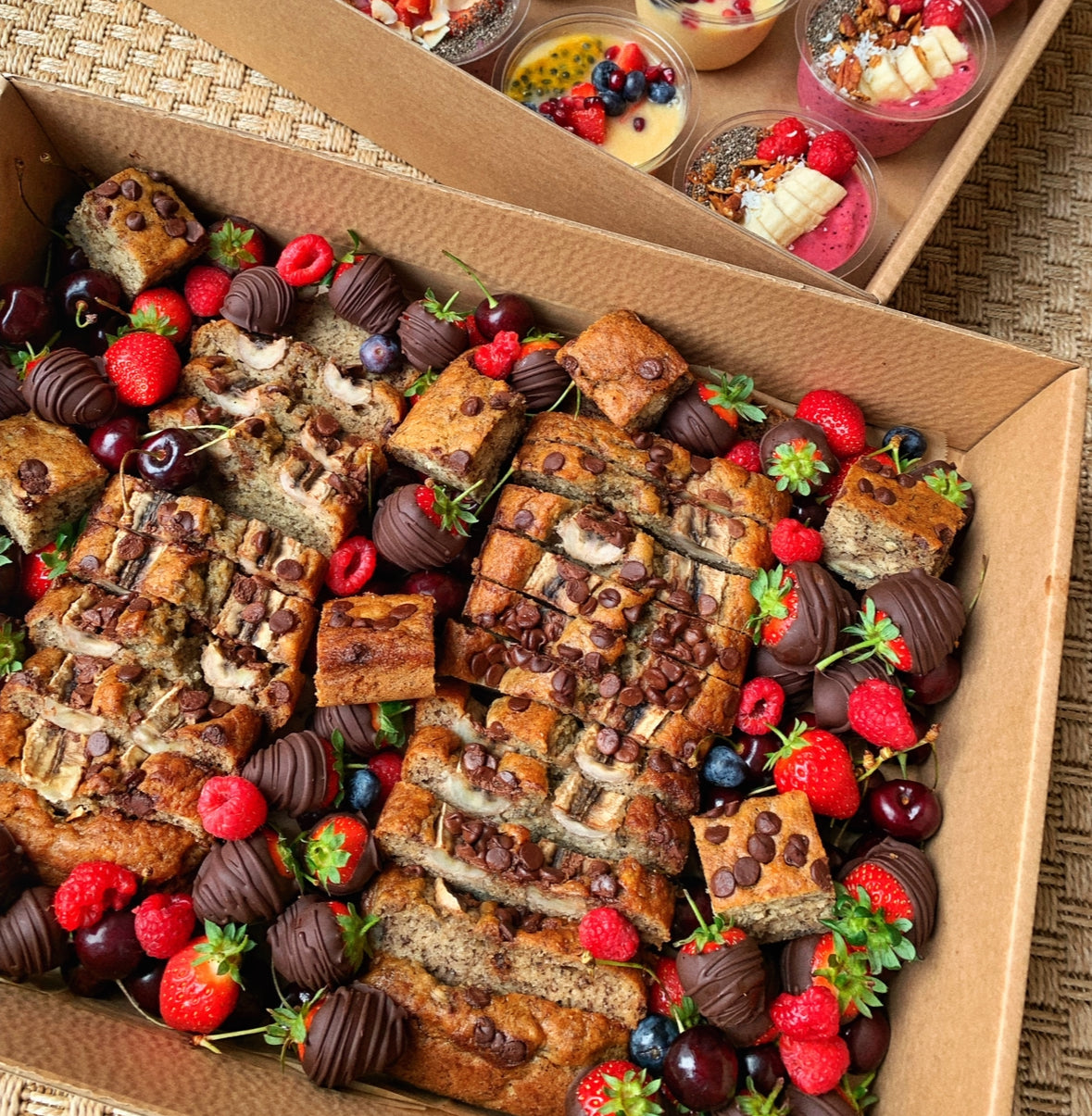 Chocolate Banana Cake & Belgium Chocolate Strawberries