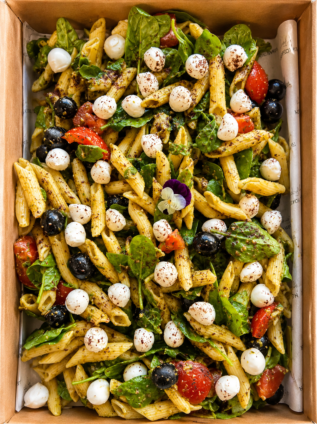 Cold pesto pasta salad